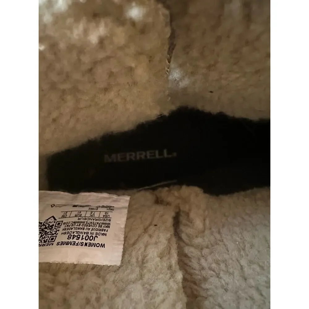 Merrell Women’s Juno Bluff‎ Polar Waterproof Snow Boots Size 10 Gray Tan Suede